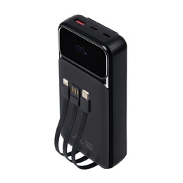 Riva Power VA2221 powerbanka 20000mAh QC/PD, 3 integrované kabely, černá