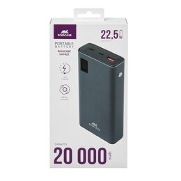 Riva Power VA1022 powerbanka 20000mAh QC/PD kovové tělo, LCD