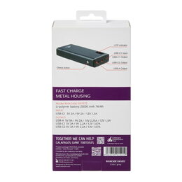 Riva Power VA1022 powerbanka 20000mAh QC/PD kovové tělo, LCD