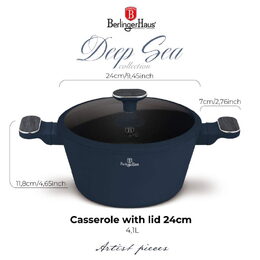 BERLINGERHAUS Kastrol s titanovým povrchem a poklicí 24 cm Deep Sea Collection BH-8377
