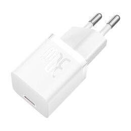 Nabíječka do sítě Baseus GaN5 30W s USB-C/USB-C kabelem 100W 1m, 1xUSB-C bílá