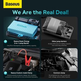 Powerbanka Baseus Super Energy 8000mAh, se startovacími kabely a kompresorem černá
