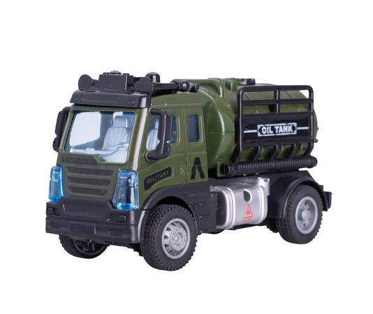 Mikro auto vojenská cisterna MILITARY plast 13cm na zpětný chod