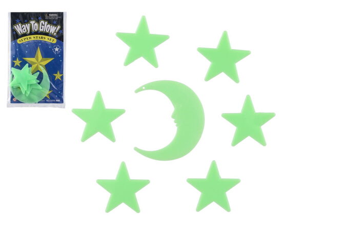 Teddies Hvězdy svítící ve tmě 5,5cm plast na kartě 12x20cm