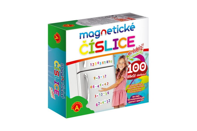 Magnetické číslice na lednici 100 dílků v krabici
