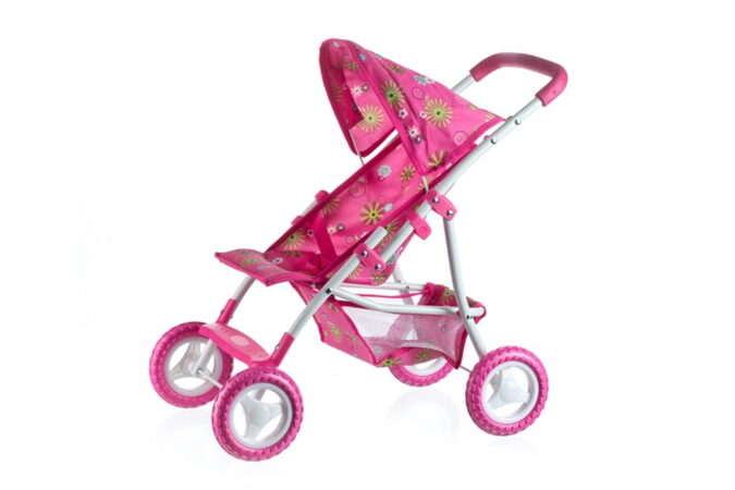 Kočárek pro panenky sportovní se stříškou kov/plast 58x36x62,5cm v krabici