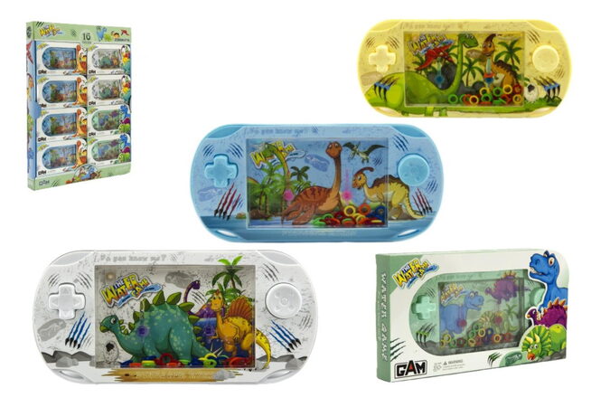 Teddies Vodní hra hlavolam dinosaurus plast 18cm 4 barvy 16ks