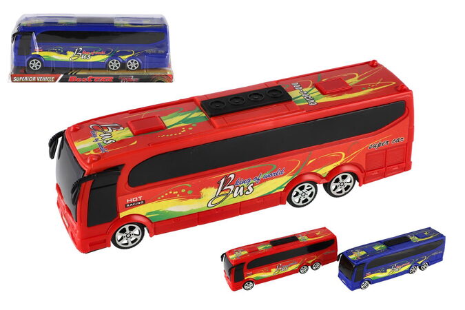 Teddies Autobus plast 25cm na setrvačník asst 2 barvy v krabičce