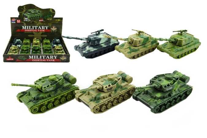 Tank plast 11cm asst 2 barvy na setrvačník 12ks v boxu