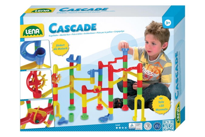 Kuličková dráha 48ks + 20 kuliček v krabici 40x30x8,5cm