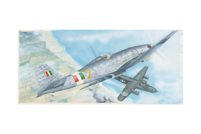 Směr Model Fiat G.55 1:48 18,9x23,4cm v krabici 31x13,5x3,5cm