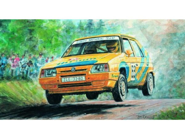Směr Model Kliklak Škoda Favorit Rallye 96 1:28 13,5x6,7cm v krabici 25x14,5x4,5cm