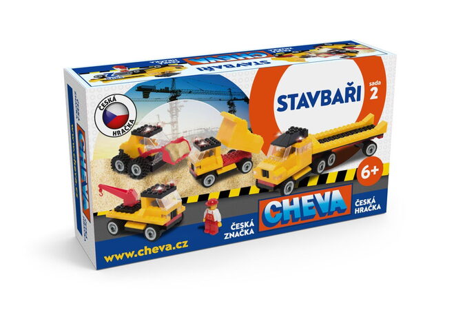 Stavebnice Cheva sada 2 Stavbaři plast v krabici 35x19x9 cm  