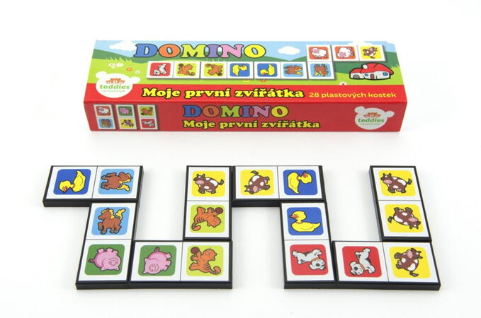 Domino Moje první zvířátka 28ks společenská hra v krabičce 21x6x3cm