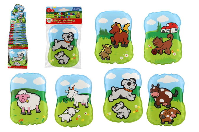 Teddies Polštářek Moje první zvířátka pískací 12x9x2cm asst 6 druhů v sáčku 12ks v boxu