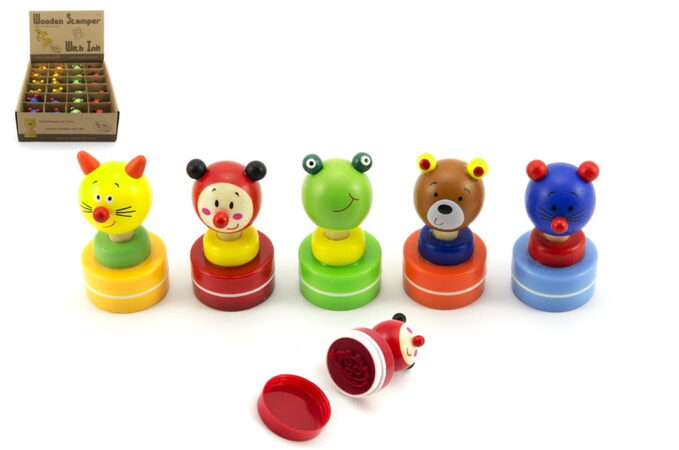 Teddies Razítko dřevěné 6 cm asst 5 druhů 24ks v boxu