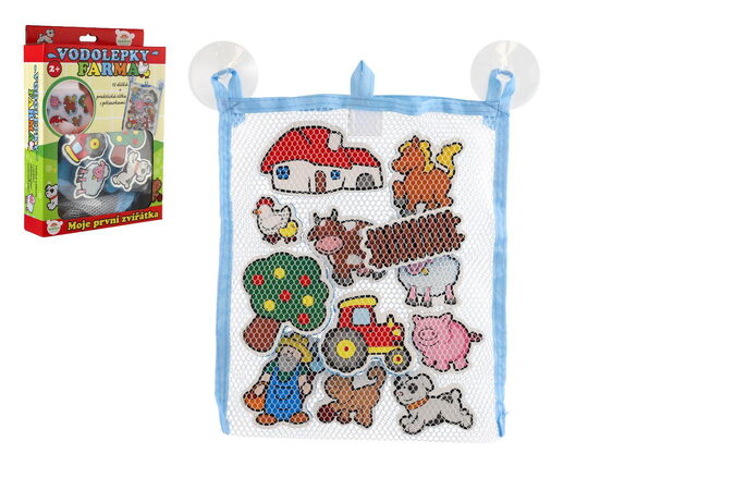 Teddies Vodolepky Moje první zvířátka farma pěnová sada se síťkou 12ks v krabici 19x27x5