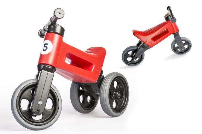 Teddies Funny Wheels Sport 2v1 červené s gumovými koly