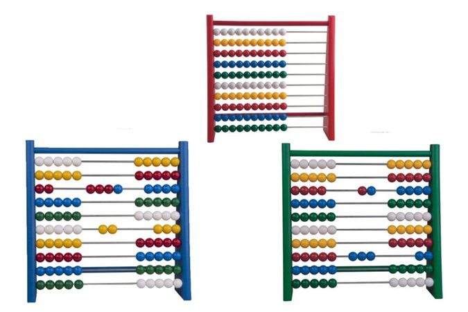 Detoa Počítadlo 100 kuliček dřevo/kov/plast 24x24cm v sáčku