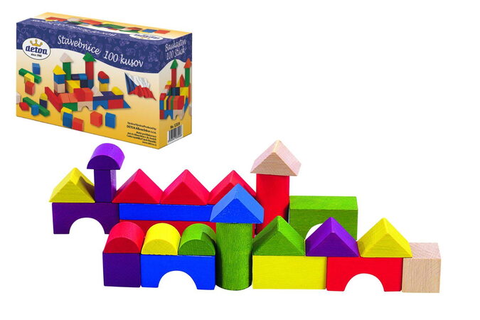 Detoa Kostky drevěné stavěcí 100 ks