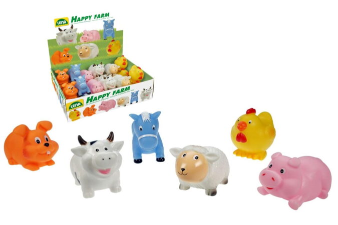 Lena SMG Stříkací zvířátka farma 65523 7cm, 6 druhů, 24 ks v boxu