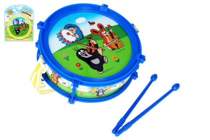 Wiky Bubínek Krtek modrý plast 20cm + 2 paličky asst 2 barvy v krabičce