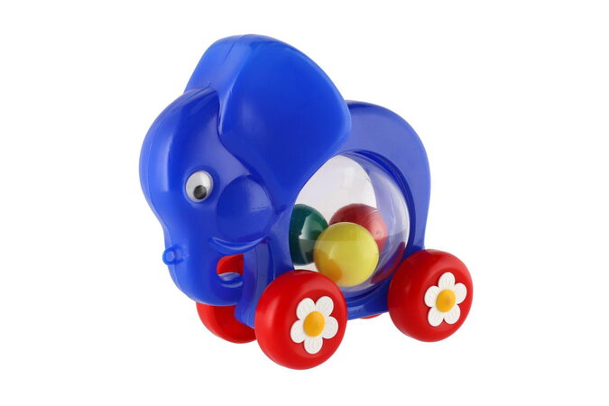 Směr Slon s míčky tahací plast 20x18x9,5 cm Modrá
