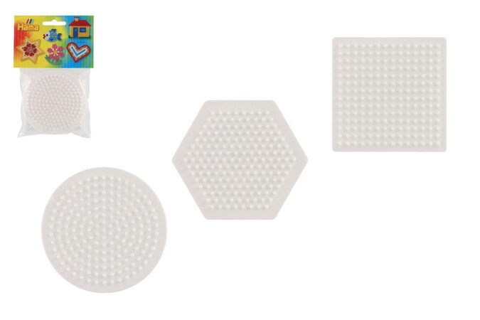 Podložka na zažehlovací korálky - kolečko,čtverec,šestiúhelník 3ks v sáčku 9x9cm
