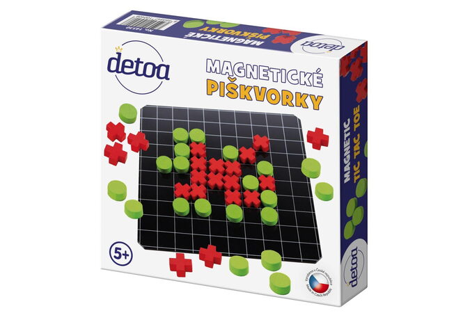 Magnetické piškvorky dřevo společenská hra v krabici 20x20x4cm