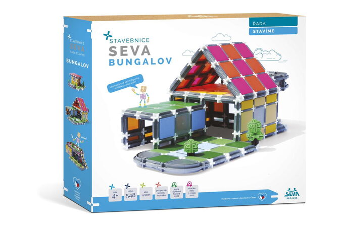 Stavebnice Seva Stavíme Bungalov plast 548 dílků v krabici 35x33x7cm