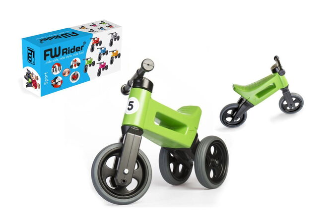 Teddies Funny Wheels Sport 2v1 zelené s gumovými koly v krabici