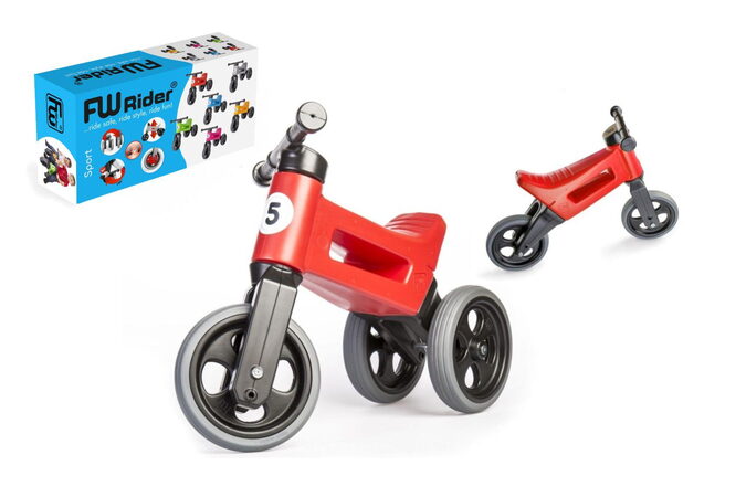 Teddies Funny Wheels Sport 2v1 červené s gumovými koly v krabici