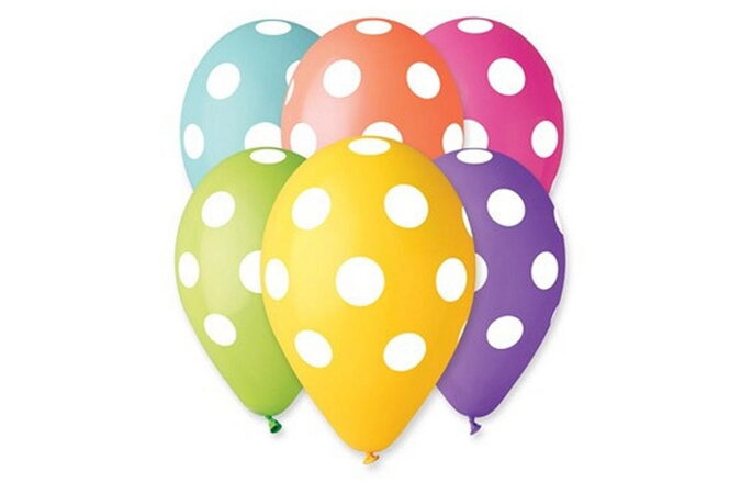 Balonek nafukovací puntík 12'' průměr 30cm 5ks v sáčku