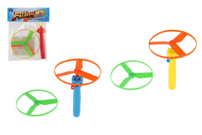 Vystřelovací vrtulka + startér plast 9cm asst 2 barvy v sáčku