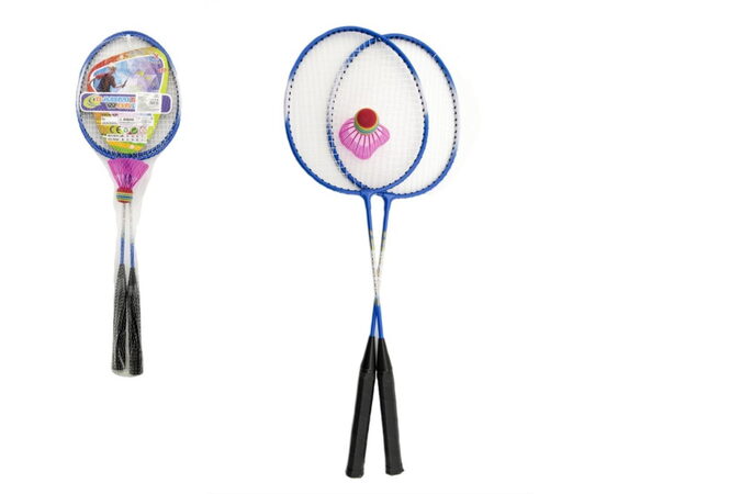 Teddies Badminton kov 2 pálky a 1 míček asst 3 barvy v síťce
