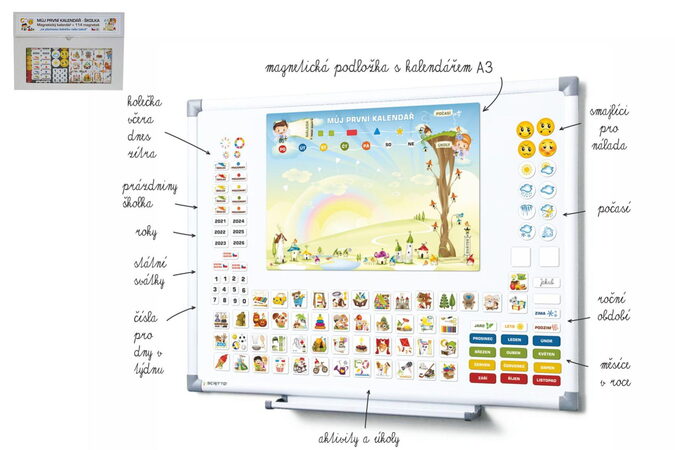 Teddies Kalendář magnetický Školka 114ks magnetek v kartonu 45x32x1cm