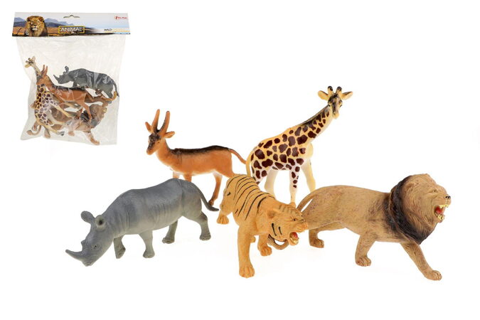 Teddies Zvířata safari plast 11-15 cm 5 ks v sáčku