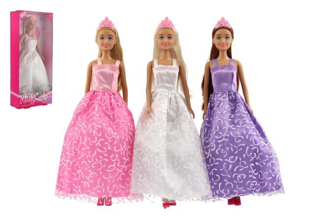 Teddies Panenka nevěsta Anlily v šatech kloubová plast 28cm asst 3 barvy v krabici 14x32x5cm