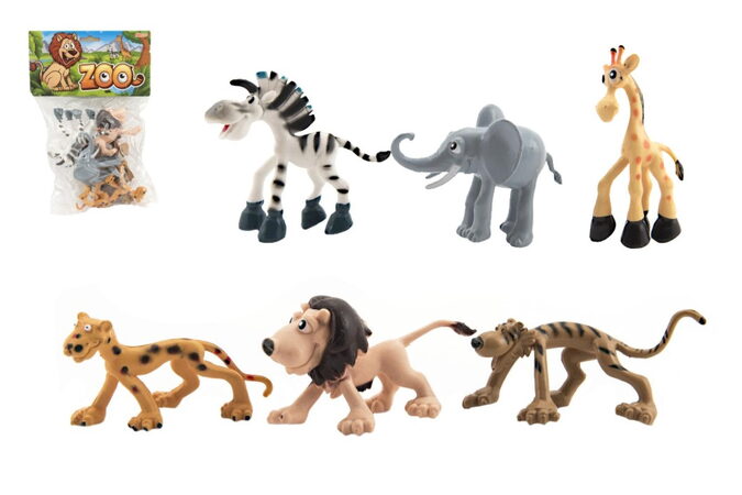 Teddies Zvířátka safari ZOO plast 9-10 cm 6 ks v sáčku