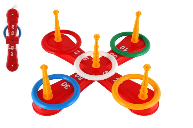 Teddies Házecí hra plast kříž s kruhy v síťce