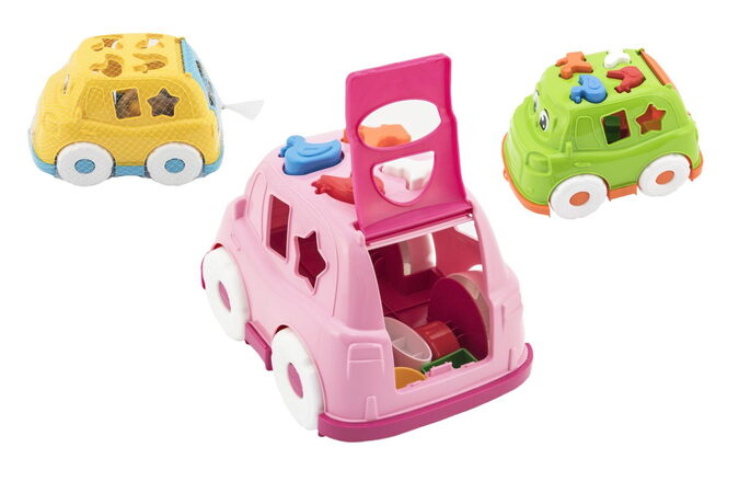 Teddies auto vkládačka plast 24x17 cm 3 barvy v síťce 12m+