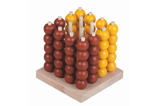 Detoa 3D piškvorky podstavec + kuličky dřevo/kov hlavolam společenská hra 8,5x8,5x9cm