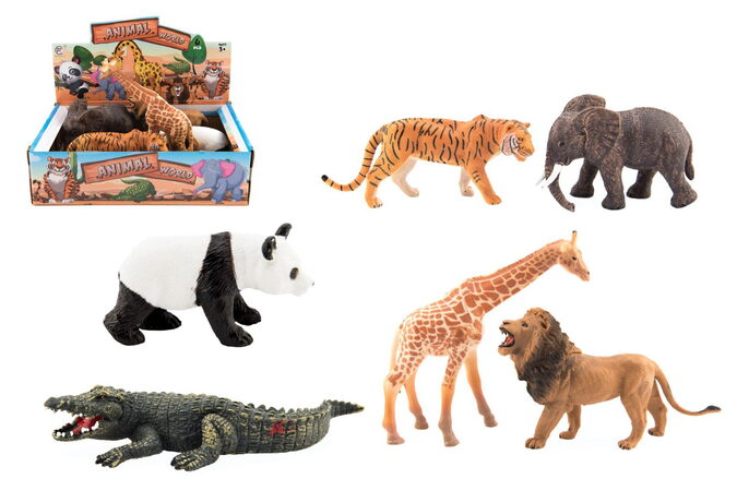 Teddies Zvířátko safari ZOO plast 11-17cm 6ks v boxu
