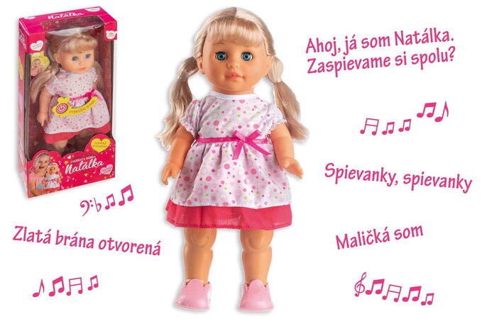 Teddies Panenka Natálka chodiaci a slovensky  spievajúc plast 42cm na batérie so zvukom v krabici 21x44x11cm