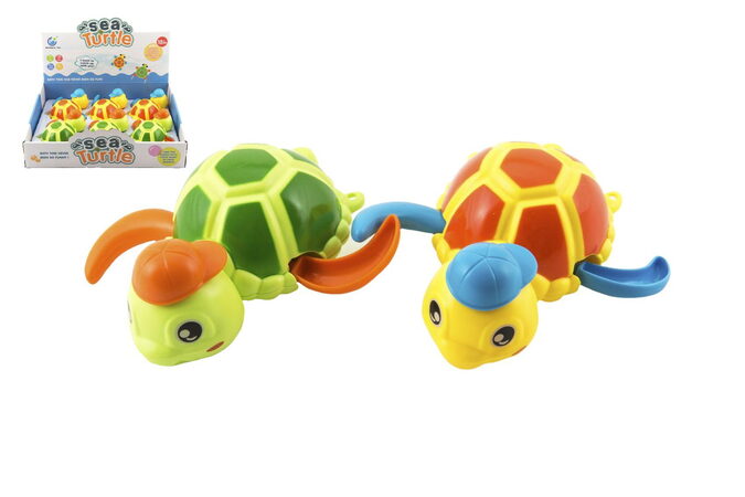 Teddies Želva natahovací do vany plast 12x12cm 2 barvy 6ks v boxu 18m+