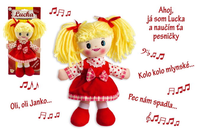 Teddies Bábika Lucka handrová plyš 30 cm slovenský spievajúci na karte 0+