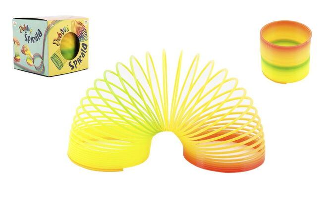 Teddies Spirála pružina duhová plast průměr 7,5cm v krabičce 8x7,5x8cm