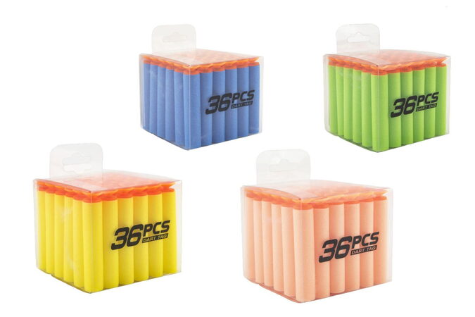 Teddies Náhradní pěnové náboje do pistole 36ks s přísavkami 4 barvy v krabičce 8x7x8cm