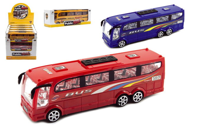Teddies Autobus na setrvačník 25 cm 3 barvy v krabici 26x8,5x7cm 12ks v boxu