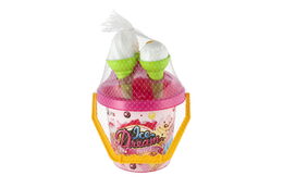 Teddies Sada na písek kbelík formičky zmrzlina Modrá v síťce 18x28x17 cm